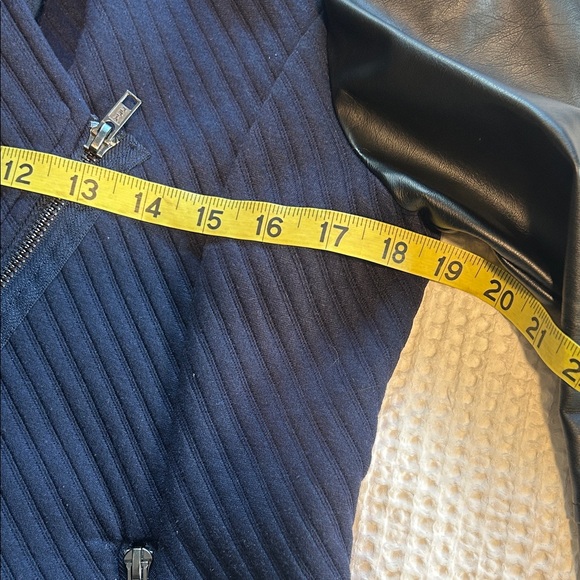 BB Dakota Black and Navy Leather Jacket - Picture 4 of 5